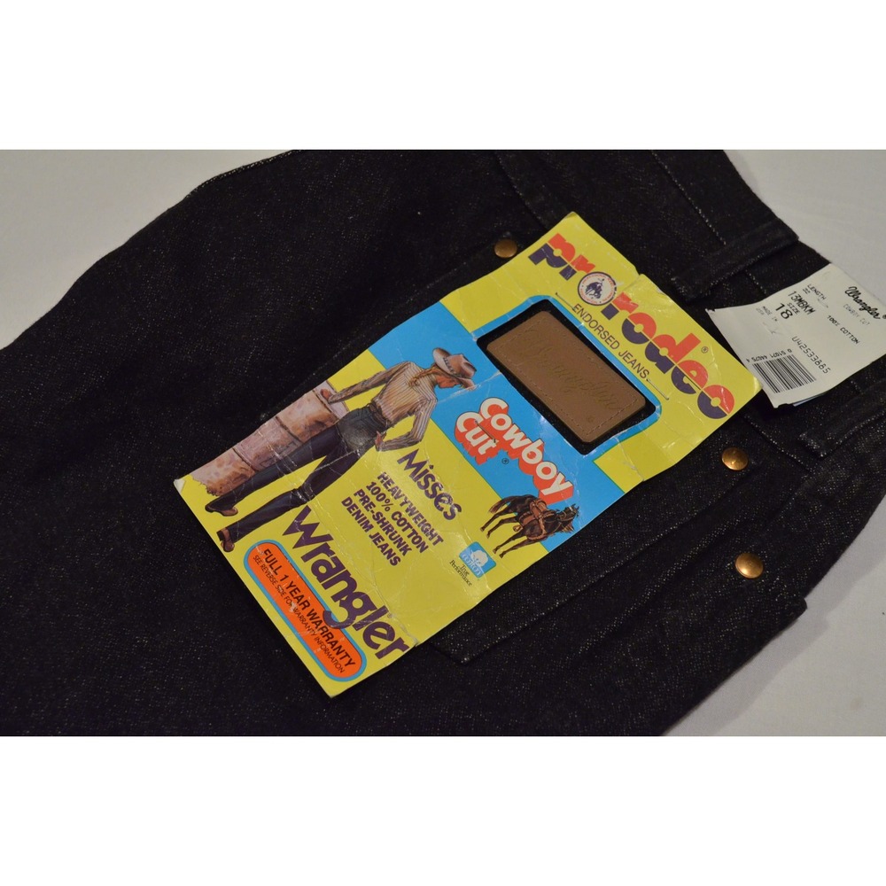 NEW Deadstock 1990s Wrangler Pro Rodeo Size 18 Pre-Shrunk Black Denim Mom Jeans‎